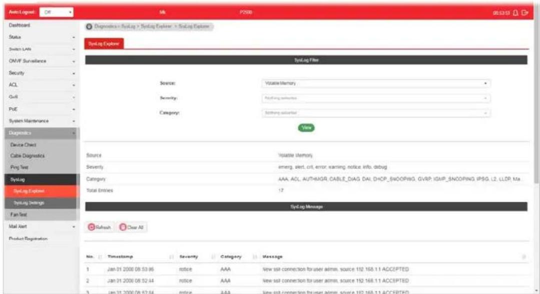 Draytek VigorSwitch P2500 - IX-4-1 SysLog Explorer - 1