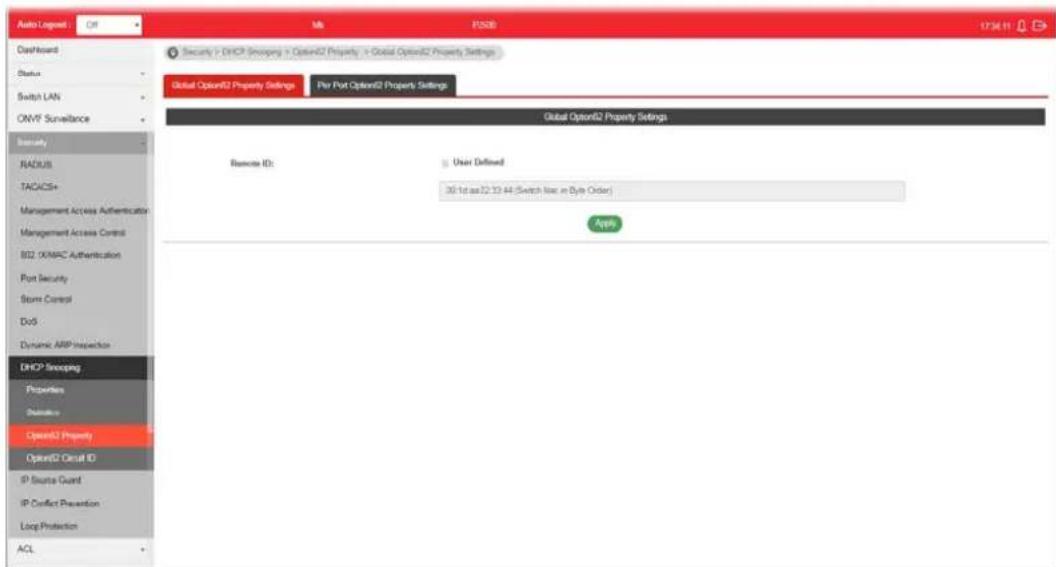Draytek VigorSwitch P2500 - IV-10-3-1 Global Option82 Property Settings - 1