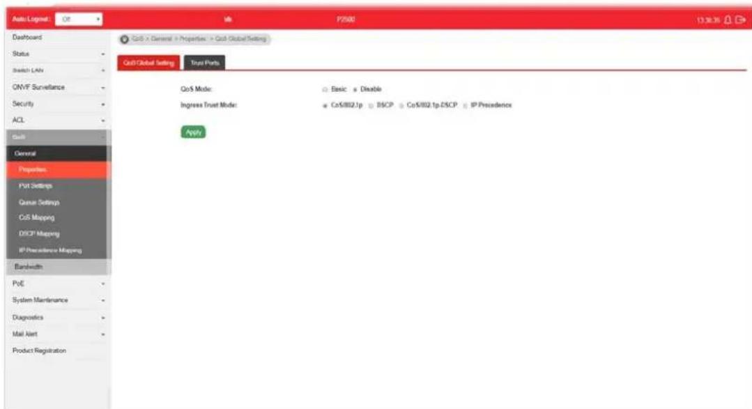 Draytek VigorSwitch P2500 - VI-1-1-1 QoS General Setting - 1