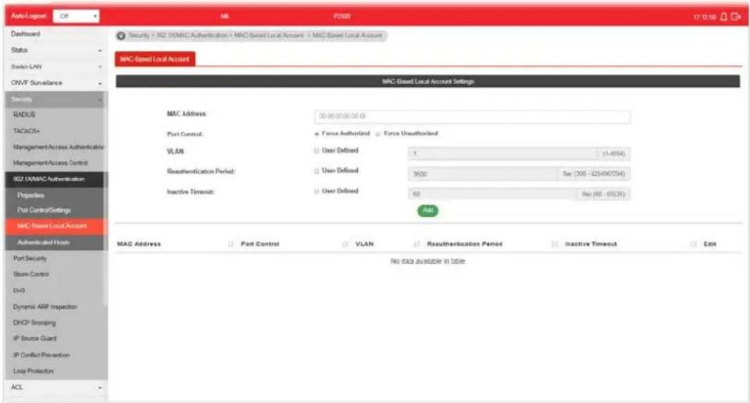 Draytek VigorSwitch P2500 - IV-5-3 MAC-Based Local Account - 1
