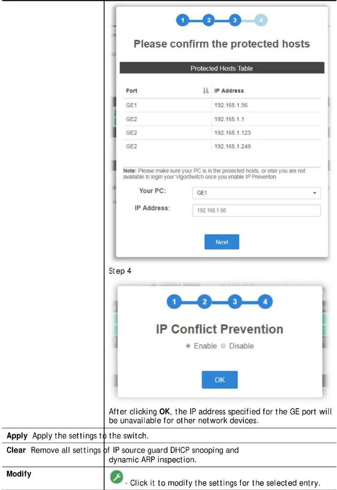 Draytek VigorSwitch P2500 - IP Conflict Prevention Setup Wizard - 4