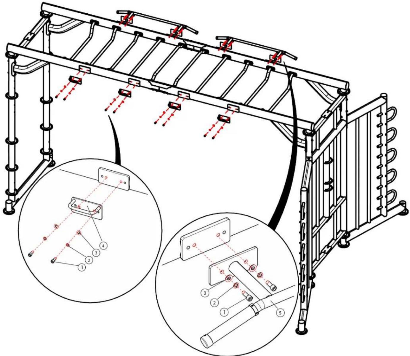 True XFT-400 - Step 6 (Pull-Up Bars and Suspension Brackets): - 1