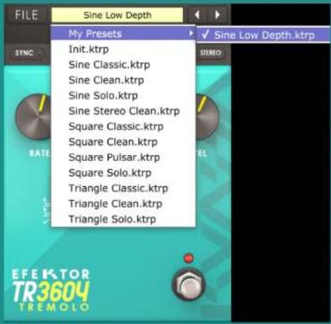 Kuassa Efektor TR3604 Tremolo - Preset Management - 3