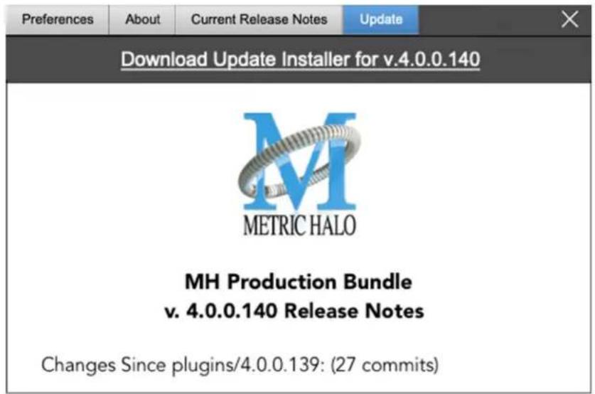 Preferences About Current Release Notes Update Download Update Installer for v.4.0.0.140 METHRIC HALO MH Production Bundle v. 4.0.0.140 Release Notes Changes Since plugins/4.0.0.139: (27 commits)