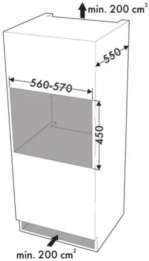min. 200 cm² 550 560-570 450 min. 200 cm²