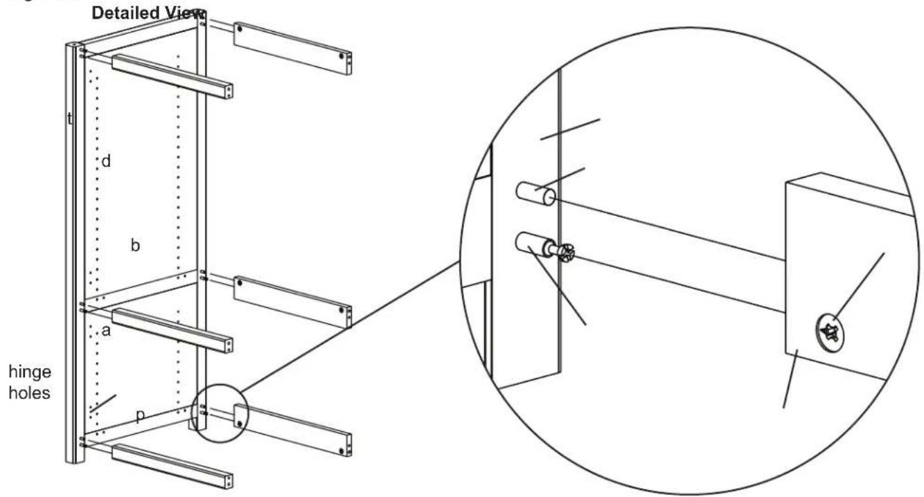 Detailed View t d b a p hinge holes