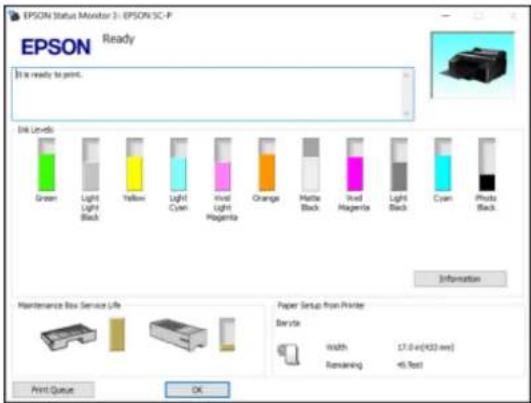 EPSON SureColor P50000Ce Plus - CheckingInkandMaintenanceTankStatuswithWindows - 1