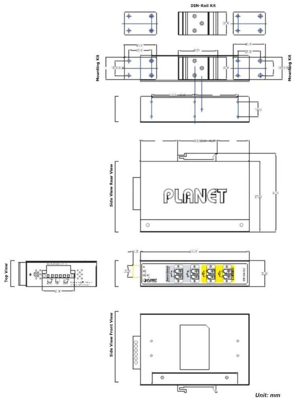 Planet IFB-244 Series - Three-View Diagram - 1