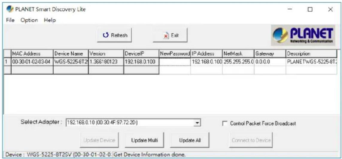 Planet WGS-5225-8T2SV - PLANET Smart Discovery Utility - 3
