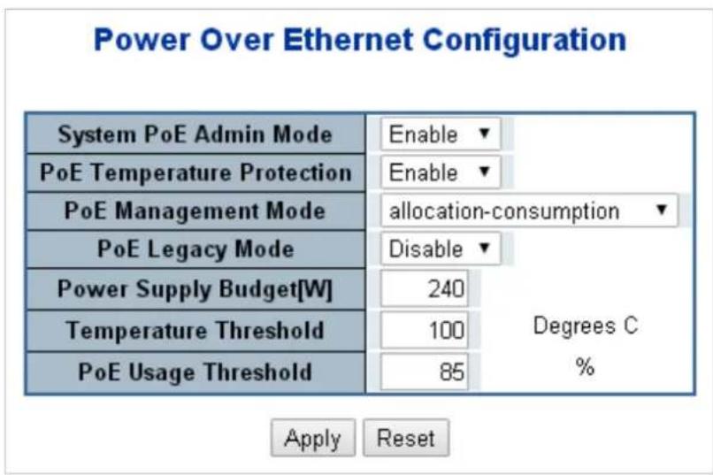 Planet WGS-5225-8T2SV - Power Over Ethernet Configuration - 1