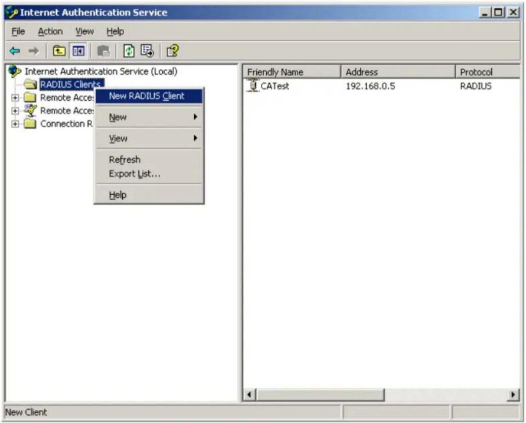 Planet WGS-5225-8T2SV - Add New RADIUS Client on the Windows 2003 server - 1