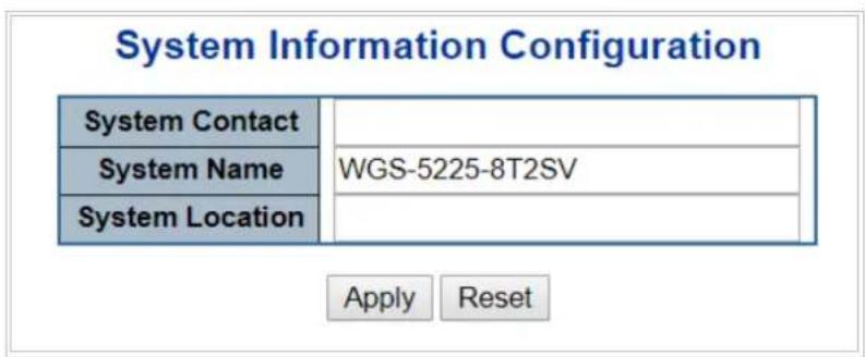 Planet WGS-5225-8T2SV - SNMP System Information - 1