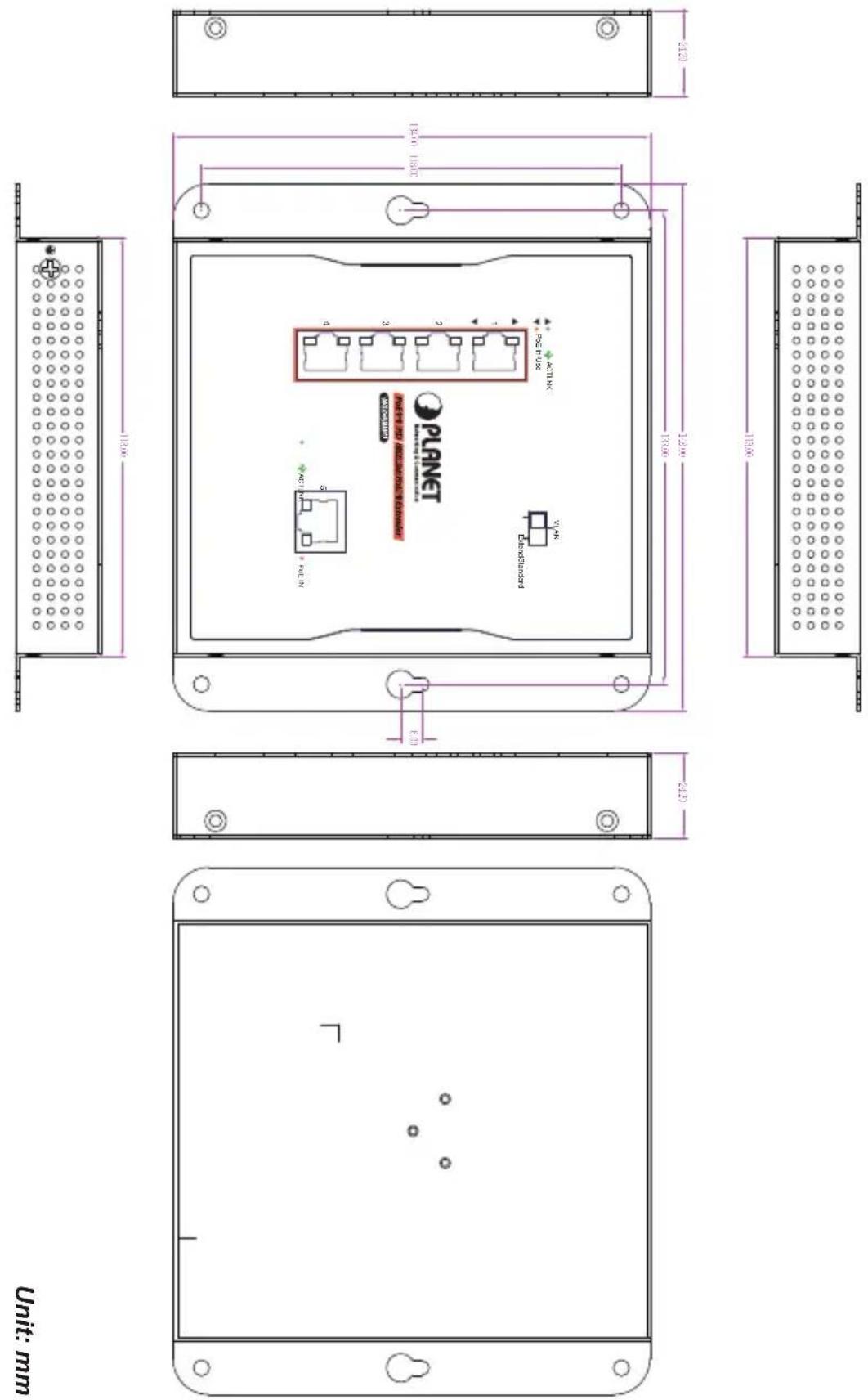 Planet WGS-E304PT - Physical Dimensions - 1