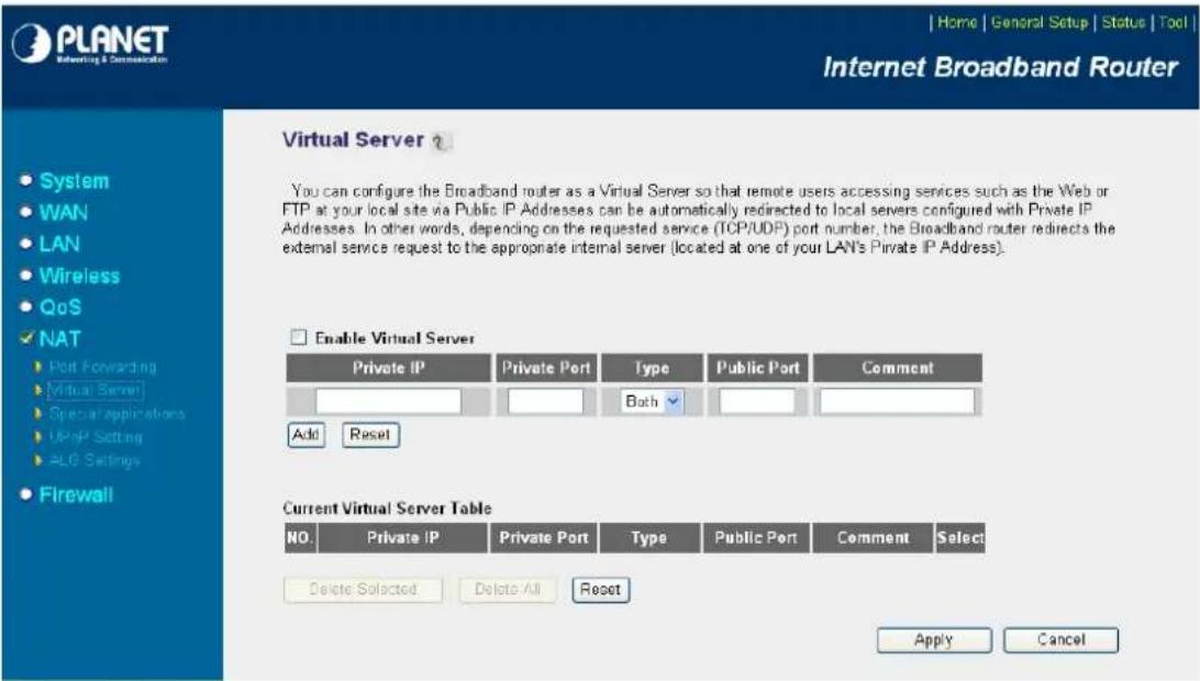 Planet ICA-E6260 - Open/set Virtual Server Ports to enable remote image viewing - 2