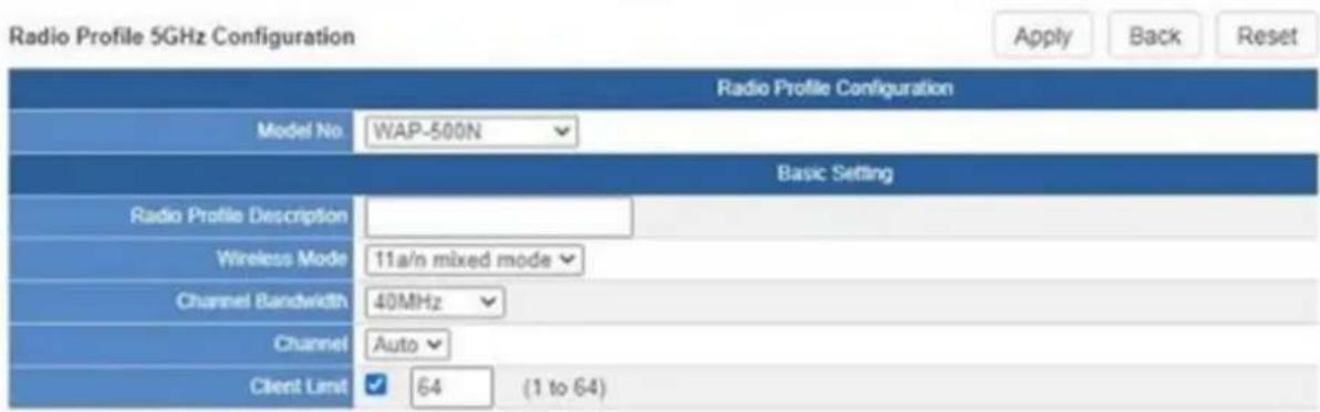 Planet ICG-2515FW-NR - Radio 5G Profile - 5