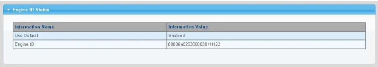 Engine ID Status Information Name Information Value Use Default Enabled Engine ID 80006a92030000304f1122