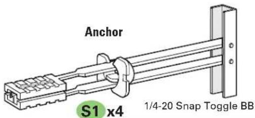 SANUS VLC1 - Hardware for STEP 2C Steel Stud Installation [Steel Stud Anchor Kit is NOT INCLUDED] - 1