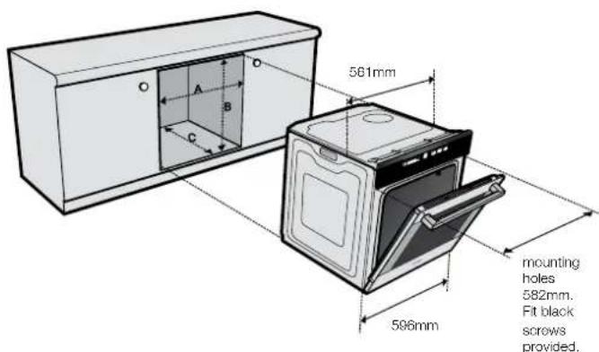 ELECTROLUX EVE614SD - Cut-out dimensions - 1