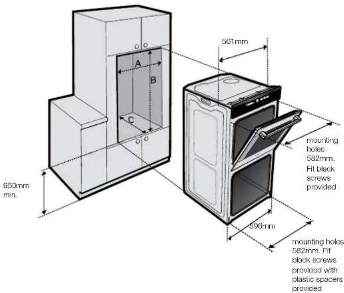 ELECTROLUX EVE614SD - Double oven Cut-out dimensions - 1