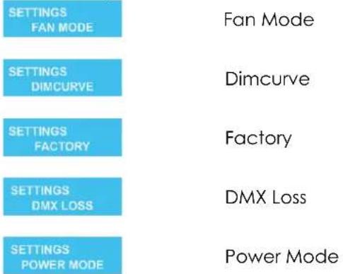Showtec Solar FL-550 - Menu Settings - 1