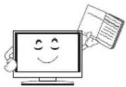 Cartoon illustration of a smiling computer monitor holding a book (no text or symbols)