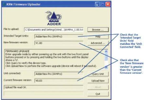 Adder AV4PRO-VGA - - Select the upgrade file to be used - 1