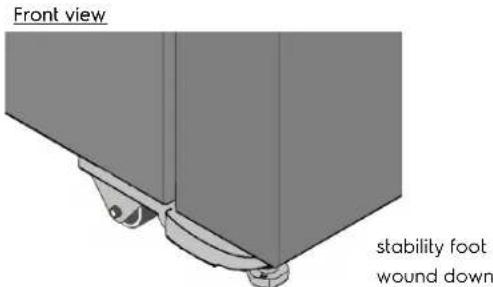 ELECTROLUX EBE5007 - Stability foot adjusting nut on the handle side down until the refrigerator is level and stable. If you have difficulty winding the nut or height adjusting foot down (recommend 20 mm wrench), have someone tilt the refrigerator back so you have better access. - 3