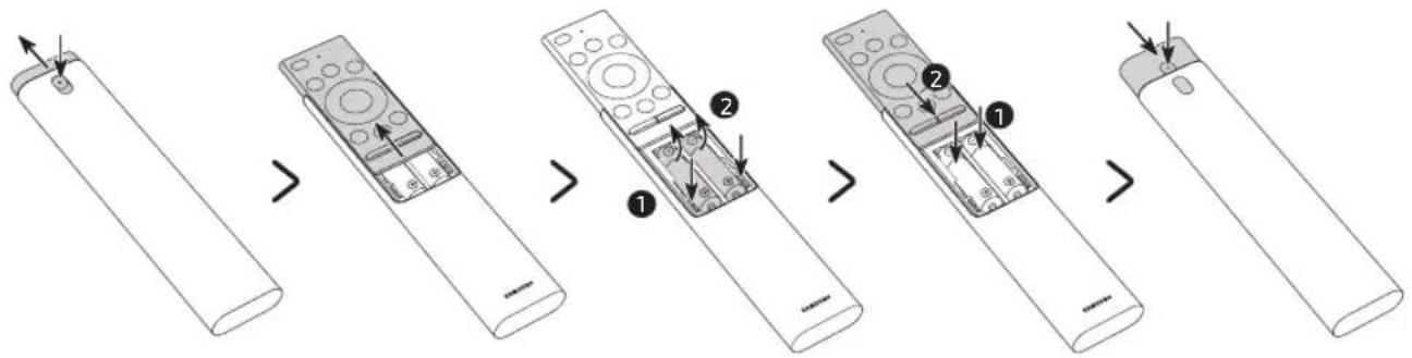 SAMSUNG QE75Q80RAUX - Installing batteries into the Samsung Smart Remote - 1