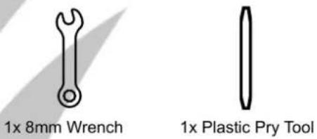 1x 8mm Wrench 1x Plastic Pry Tool