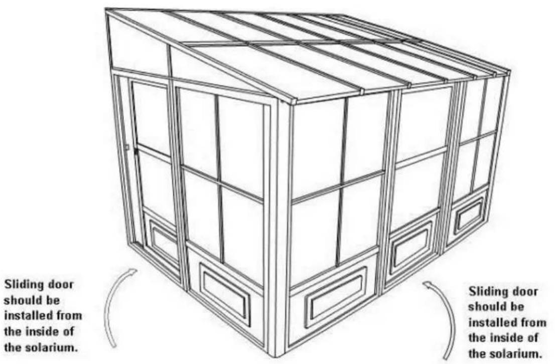Gazebo Penguin W1207-12 - DOOR UNIT(S) MUST BE ASSEMBLED INSIDE OF SOLARIUM. - 2