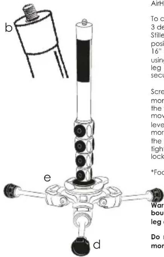 AirH To c 3 de Stille posi 16" using leg secu Scre mor the mov leve mor the tight lock *Foo War bou leg u Do i mor