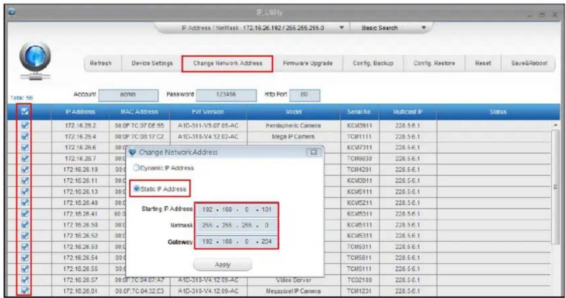 ACTi A815 - Manually adjust the IP addresses of multiple cameras: - 1