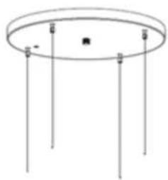 Simple line drawing of a circular table with four vertical supports (no text or symbols)