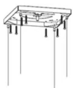 Simple line drawing of a mechanical support structure with vertical supports and mounting holes (no text or symbols)