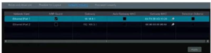 Block and Alt Line Preview On Logback Internet Group PostScript Format Network Card ARP Guard Gateway Auto Gateway MAC Gateway MAC Detection Defense Ethernet Port 1 18.16.0.1 64 F9:38 AD 13:26 Ethernet Port 2 192.163.3.1 00:00:00:00:00:00 420%