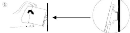 Diagram illustrating a hand holding a device with an arrow indicating rotation, alongside a magnified view of the device's internal structure.