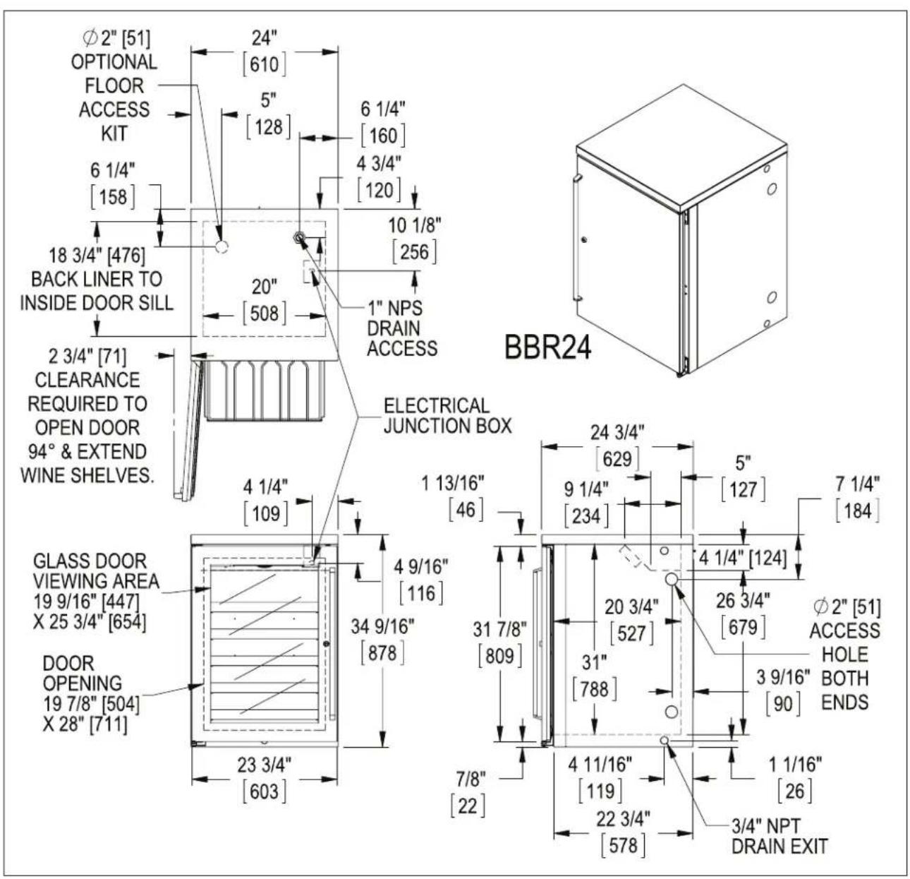 Perlick BBRN40 - DIMENSIONS - 1
