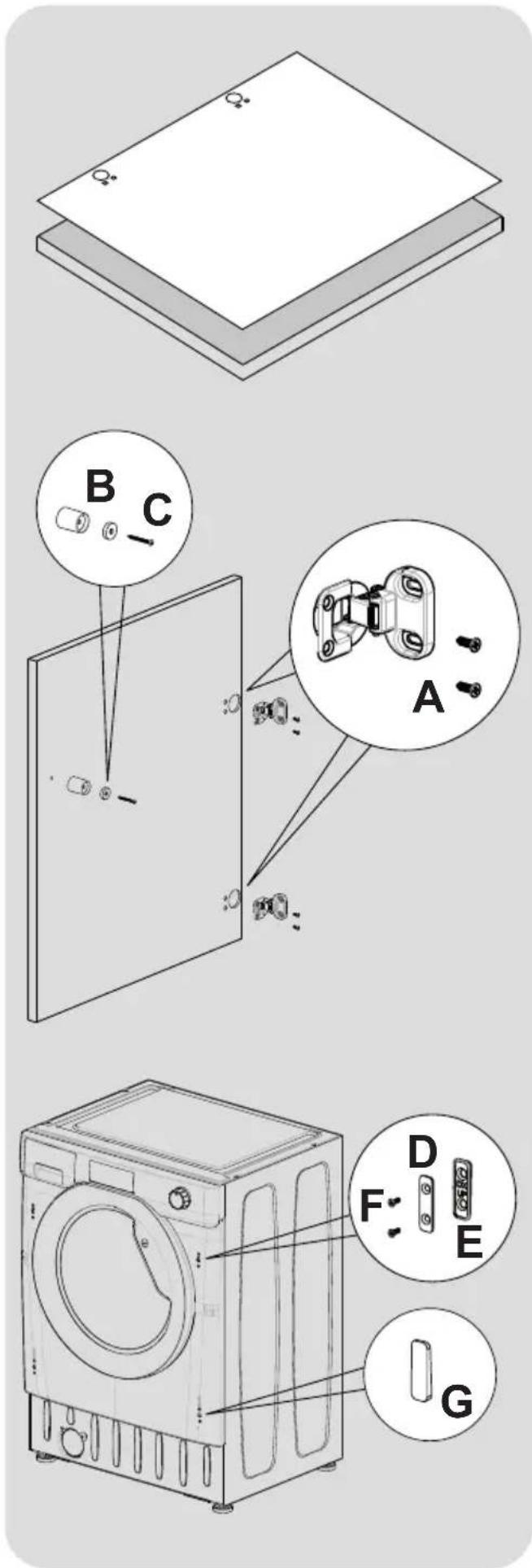CANDY CBWD 8514DC-66 - Instructions for mounting the furniture door - 1