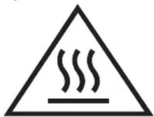 Warning symbol depicting steam rising inside a triangle, commonly used in safety or hazard prevention.