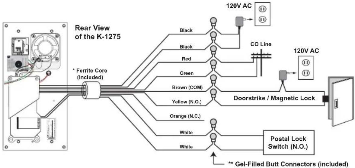 VIKING K-1275-EWP - Connecting a Doorstrike to the K-1275 Internal Relay - 1