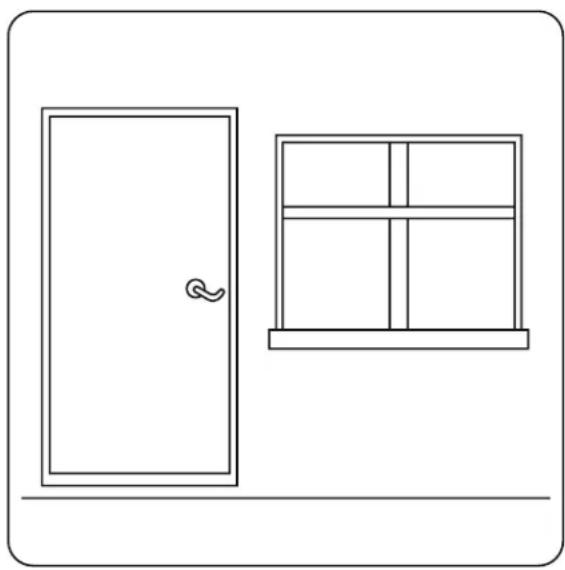 Simple line drawing of a door and a window (no text or symbols)