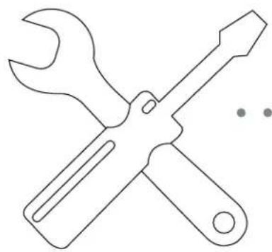 Line drawing of a crossed wrench and screwdriver (no text or symbols)