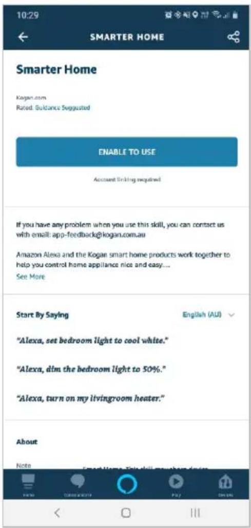 Kogan KAB22RGBC4B - Adding "SmarterHome" to the Alexa app - 4