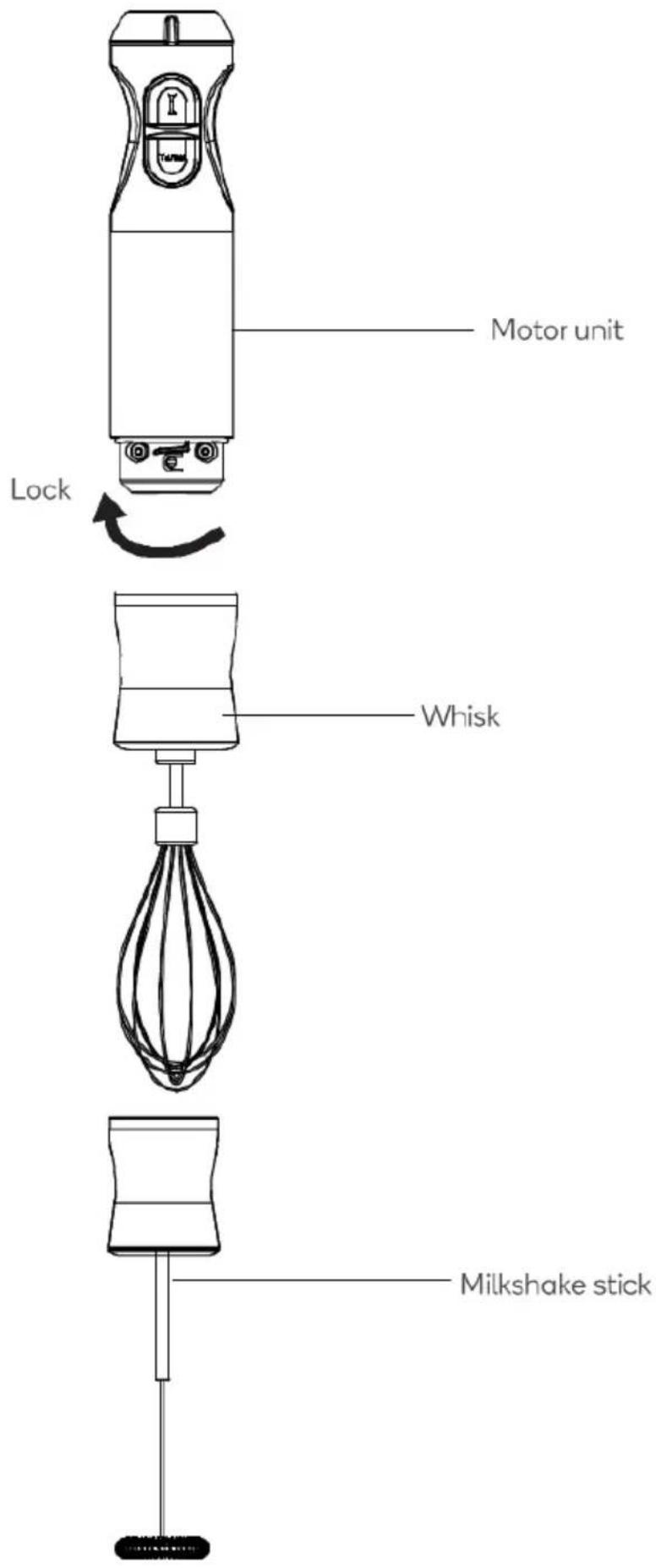 Motor unit Lock Whisk Milkshake stick