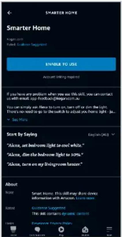 Kogan KABLFAN1CSA - Adding 'SmarterHome' to the Alexa app - 4