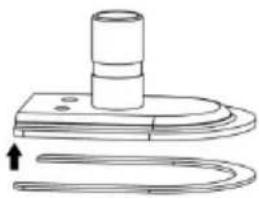 Technical line drawing of a mechanical component with a cylindrical top and curved base, showing an upward arrow (no text or symbols)
