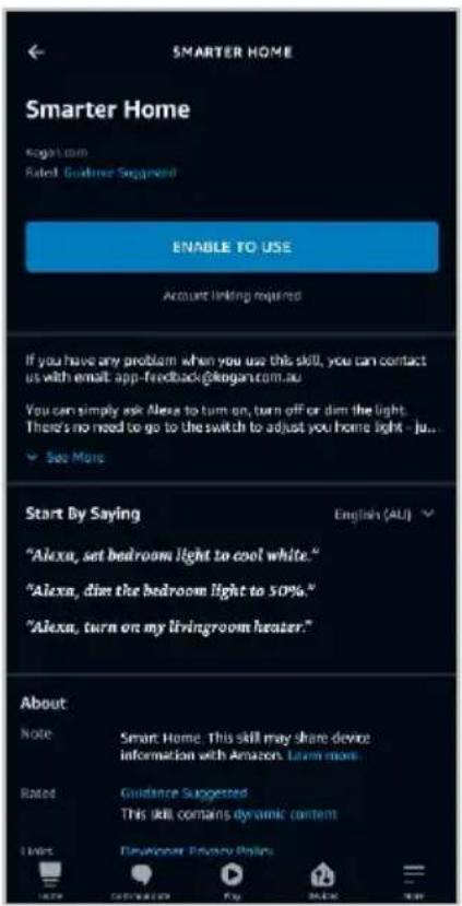 Kogan KASMAPF3PCA - Adding "SmarterHome" to the Alexa app - 4