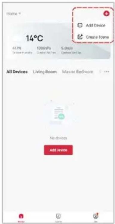 Home 14°C Add Device Create Scene All Devices Living Room Master Bedroom No devices Add device