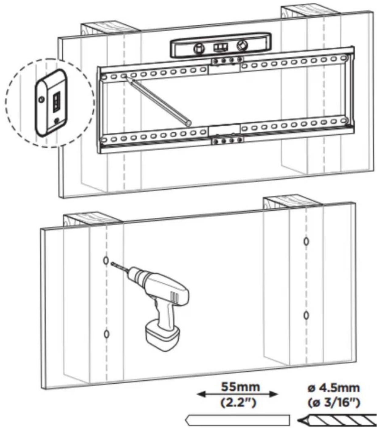 Kogan KAWLM85TSMA - Step 2: Drywall, plaster or timber walls (with studs) - 1