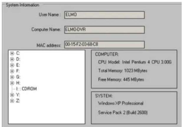Elmo EDR-10PV - System Information: - 1